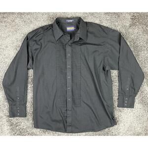 Panhandle Slim Black Western Pearl Snap Long Sleeve Dress Shirt Tuxedo Pleats XL
